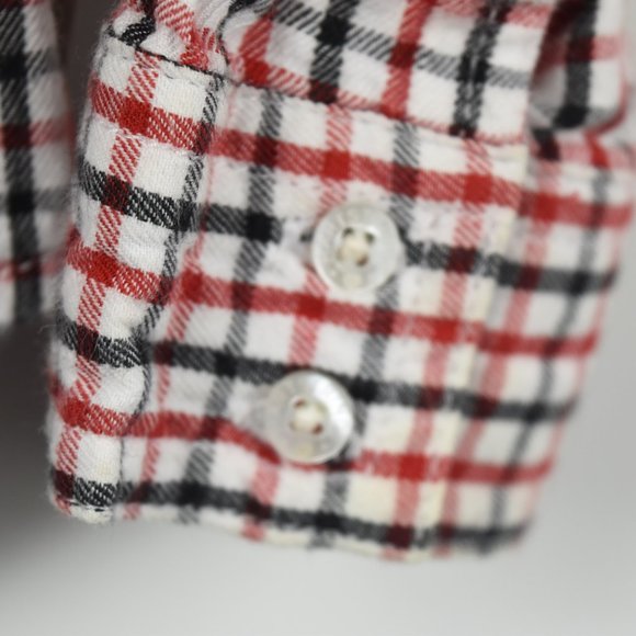 Red white and blue plaid long sleeve button down - Picture 4 of 6
